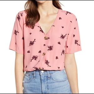 Something Navy | NWT Floral Button Down Pink Top
